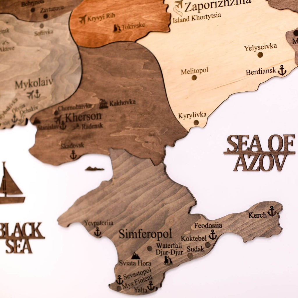 Wooden Map of Ukraine Multicolor