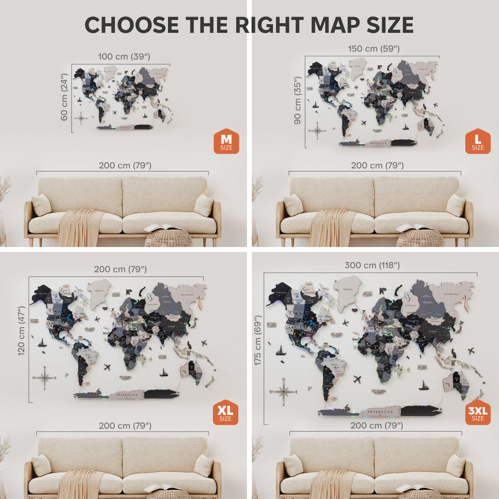 3D LUMINOUS LED Wooden World Map 2.0 Nordik