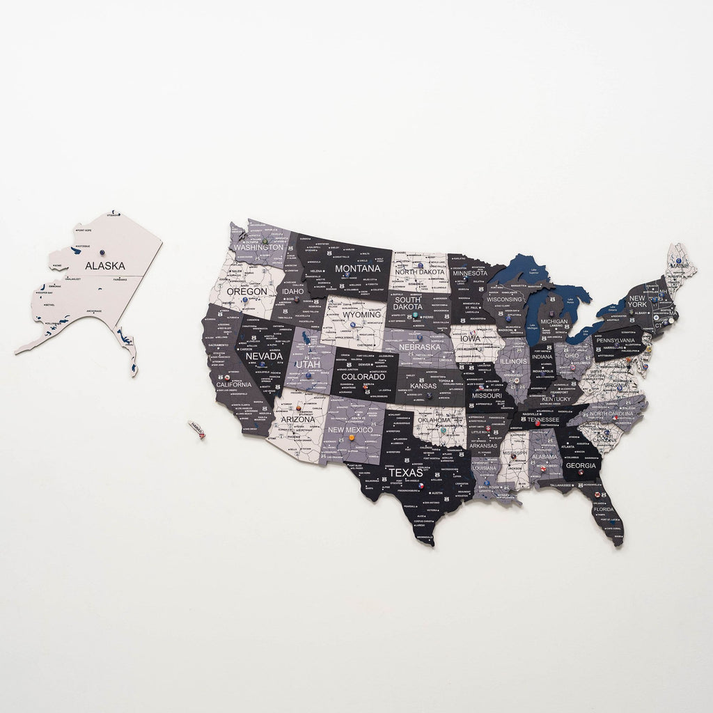 Wooden 3d Map of USA - Nordik
