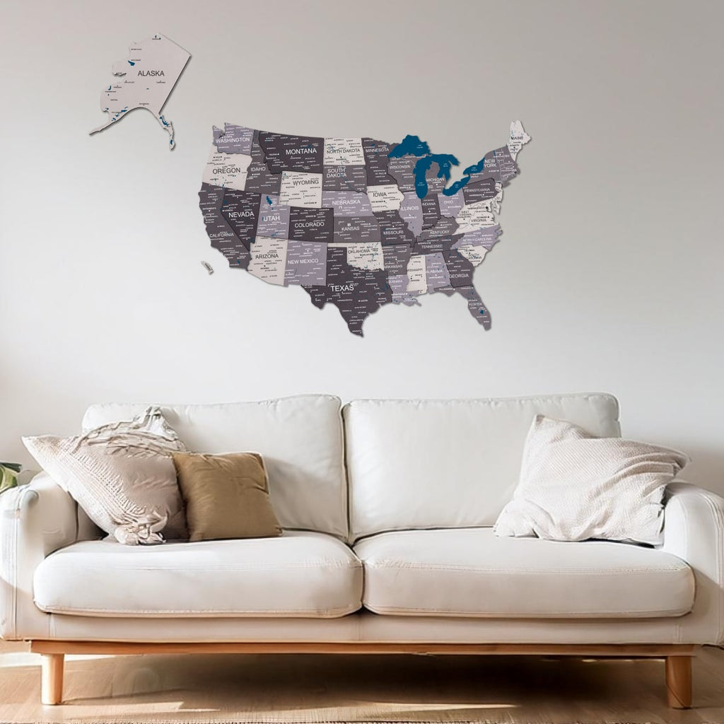 Wooden 3d Map of USA - Nordik