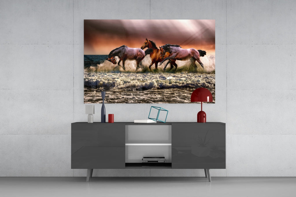 Horses Glass Wall Art