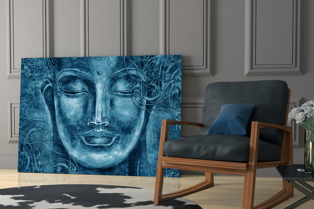 Mystical Blue Sculpture Glass Wall Art