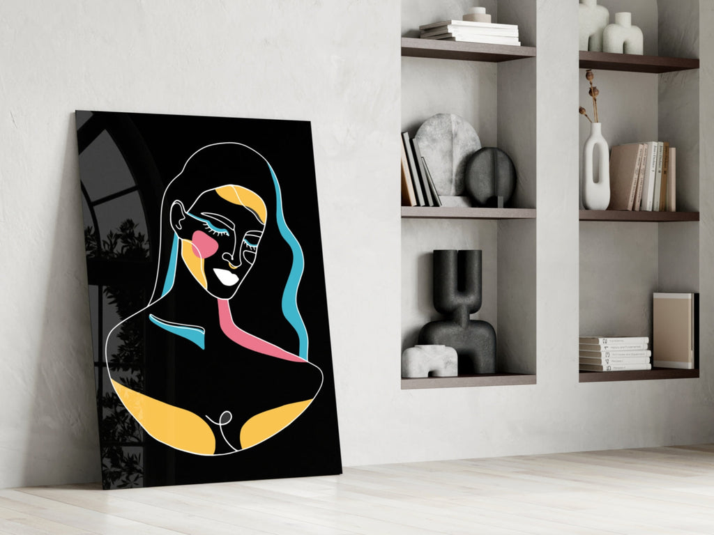 Abstract Colorful Portrait Glass Wall Art
