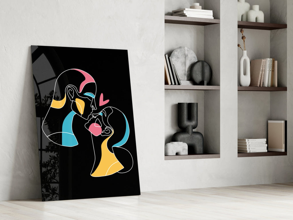 Abstract Colorful Portrait Glass Wall Art