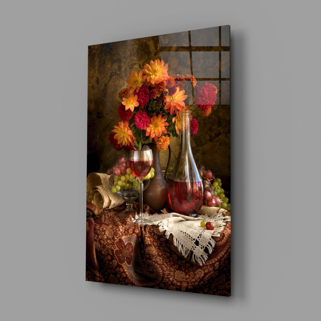Chalice and Flowers Glass Wall Art