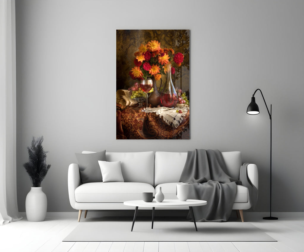 Chalice and Flowers Glass Wall Art