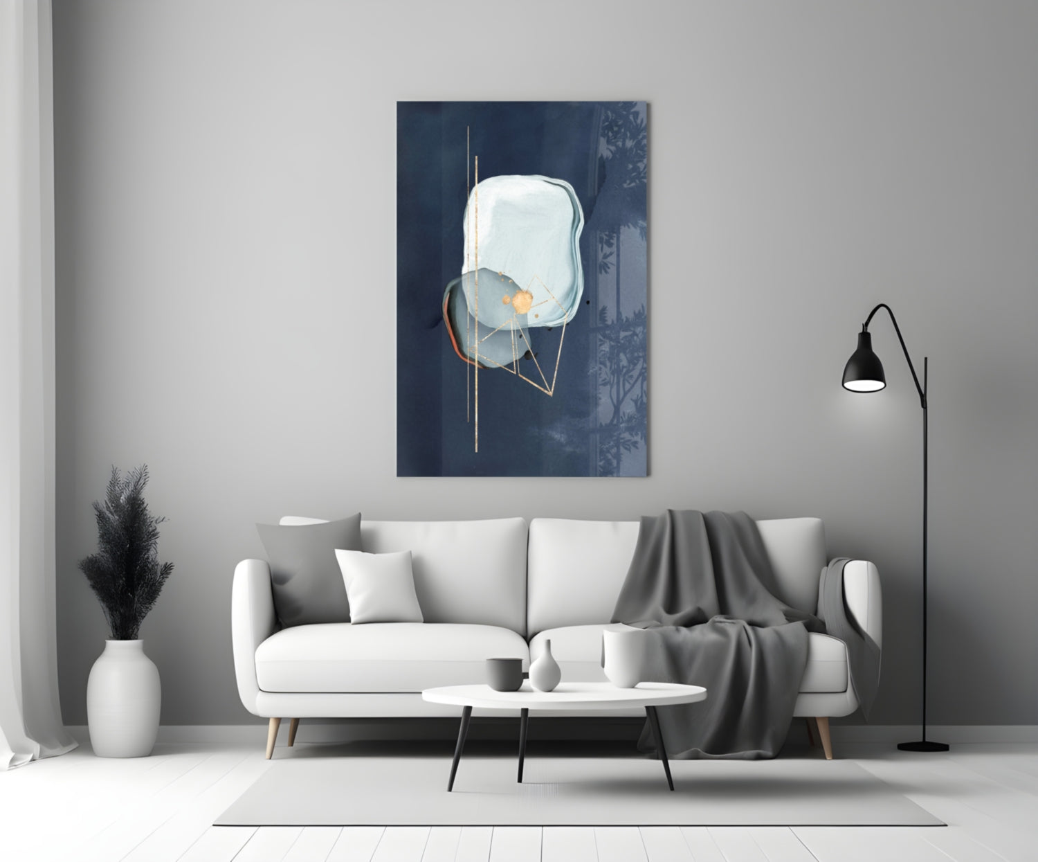 Abstract Blue Glass Wall Art