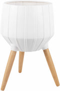 Dunguan White Ribbed Wood Planter - Clearance