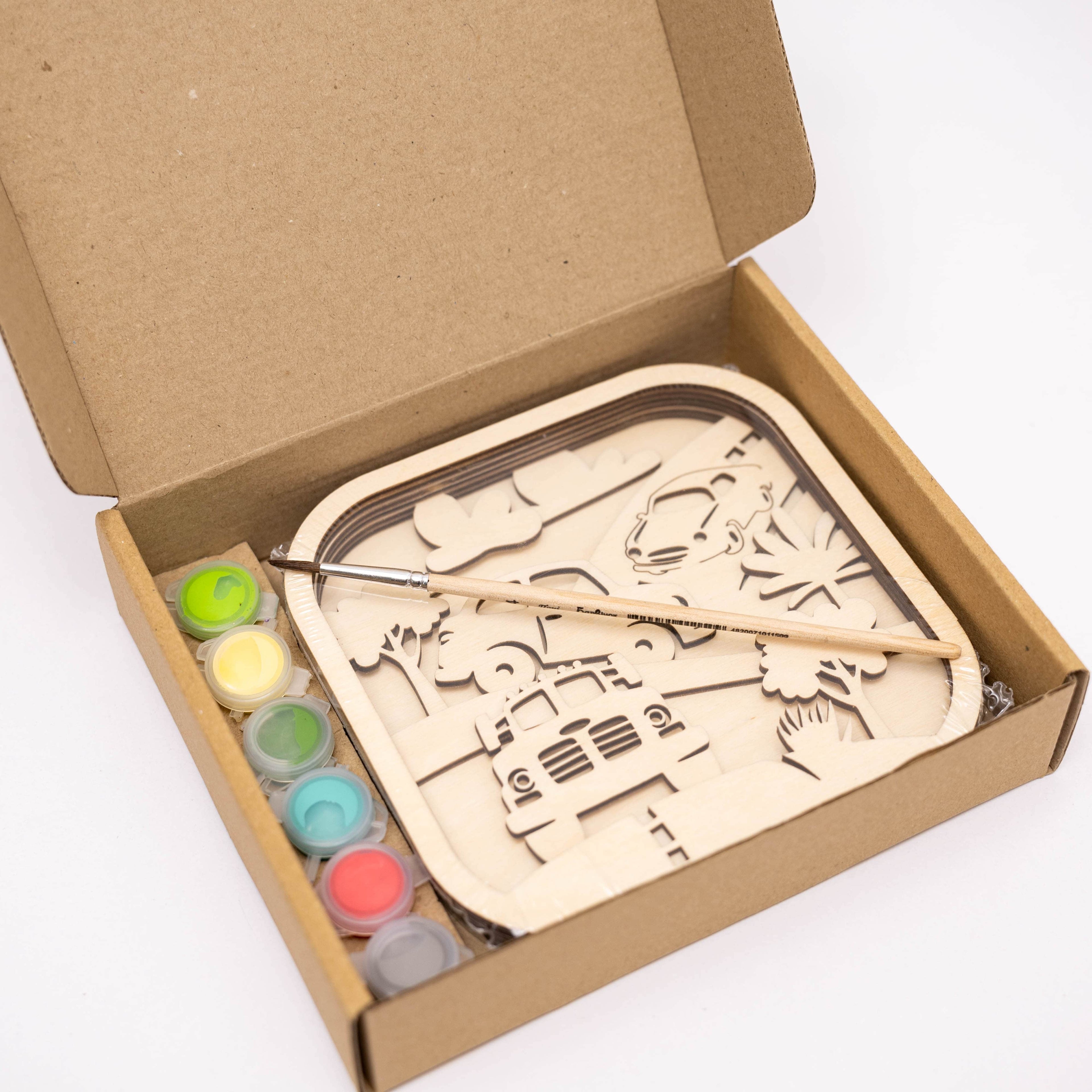 3D DIY Wood Painting Kit for Kids – Cars
