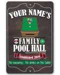 Personalized - Family Pool/Game Room - Metal Sign