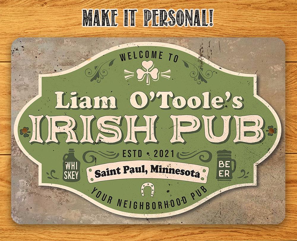 Personalized - Irish Pub - Metal Sign