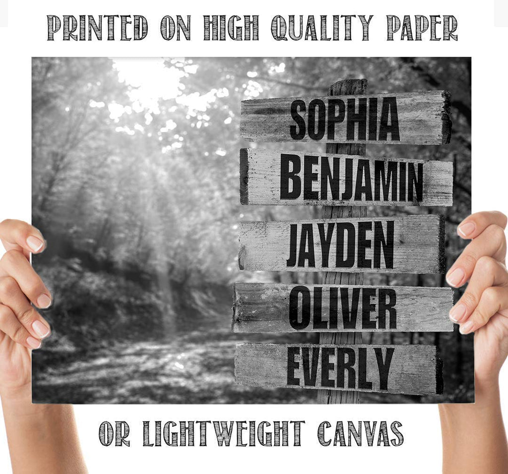 Personalized - Names Sign Post Art - Country Road - Print or Canvas