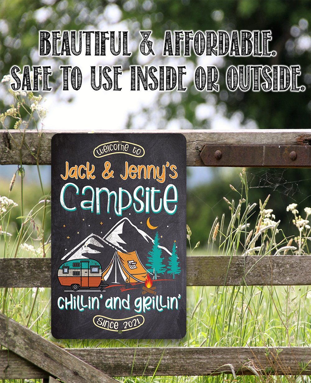 Personalized - Welcome To Our Campsite - Metal Sign