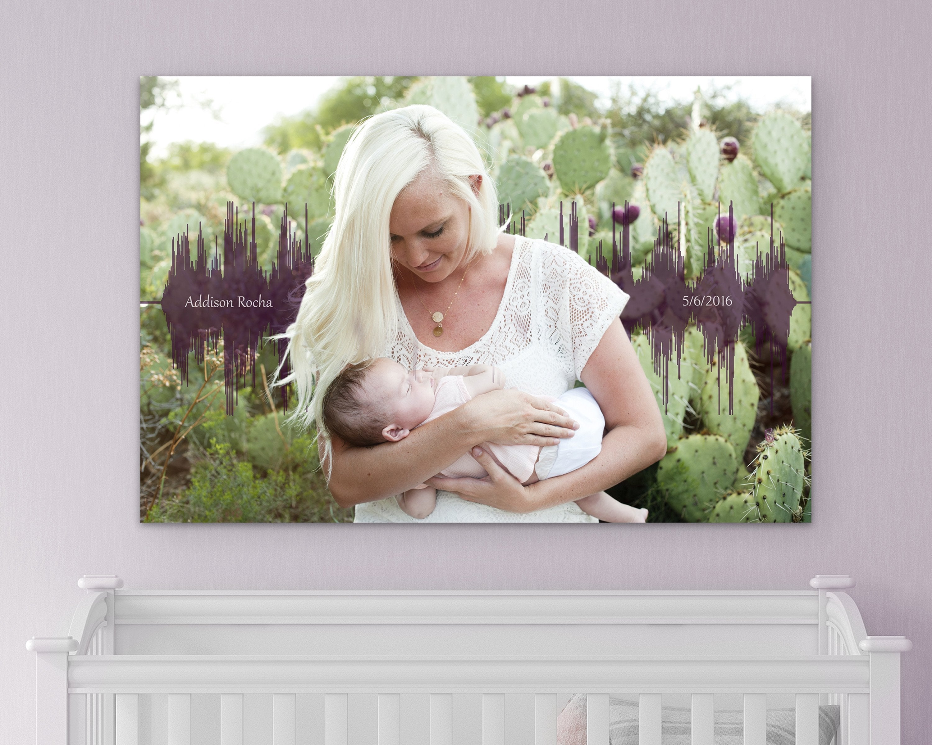 Baby's Heartbeat And Image Soundwave Canvas