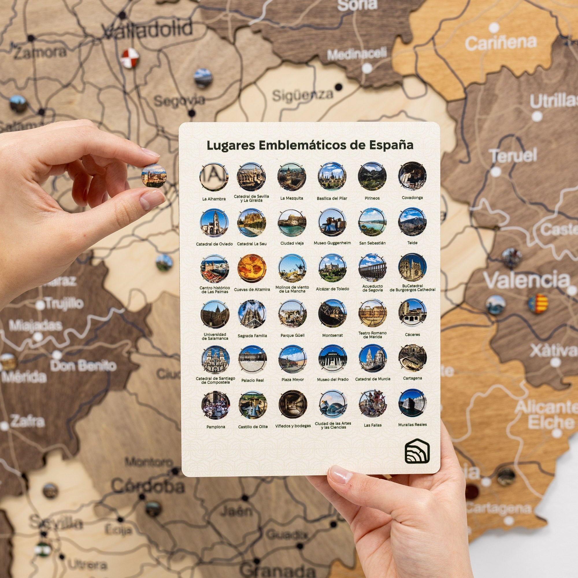 Wooden Map of Spain – Multicolor