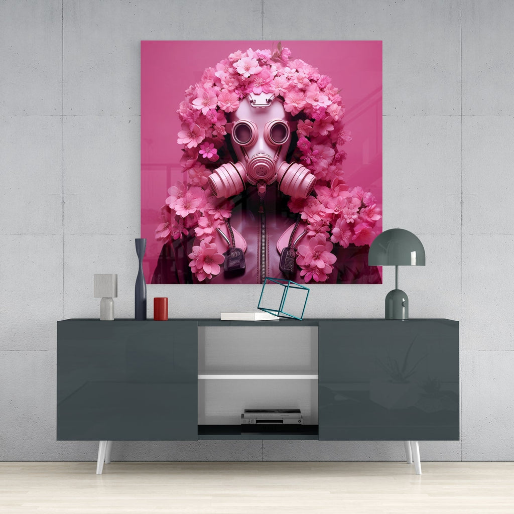 Flower Mask Glass Wall Art