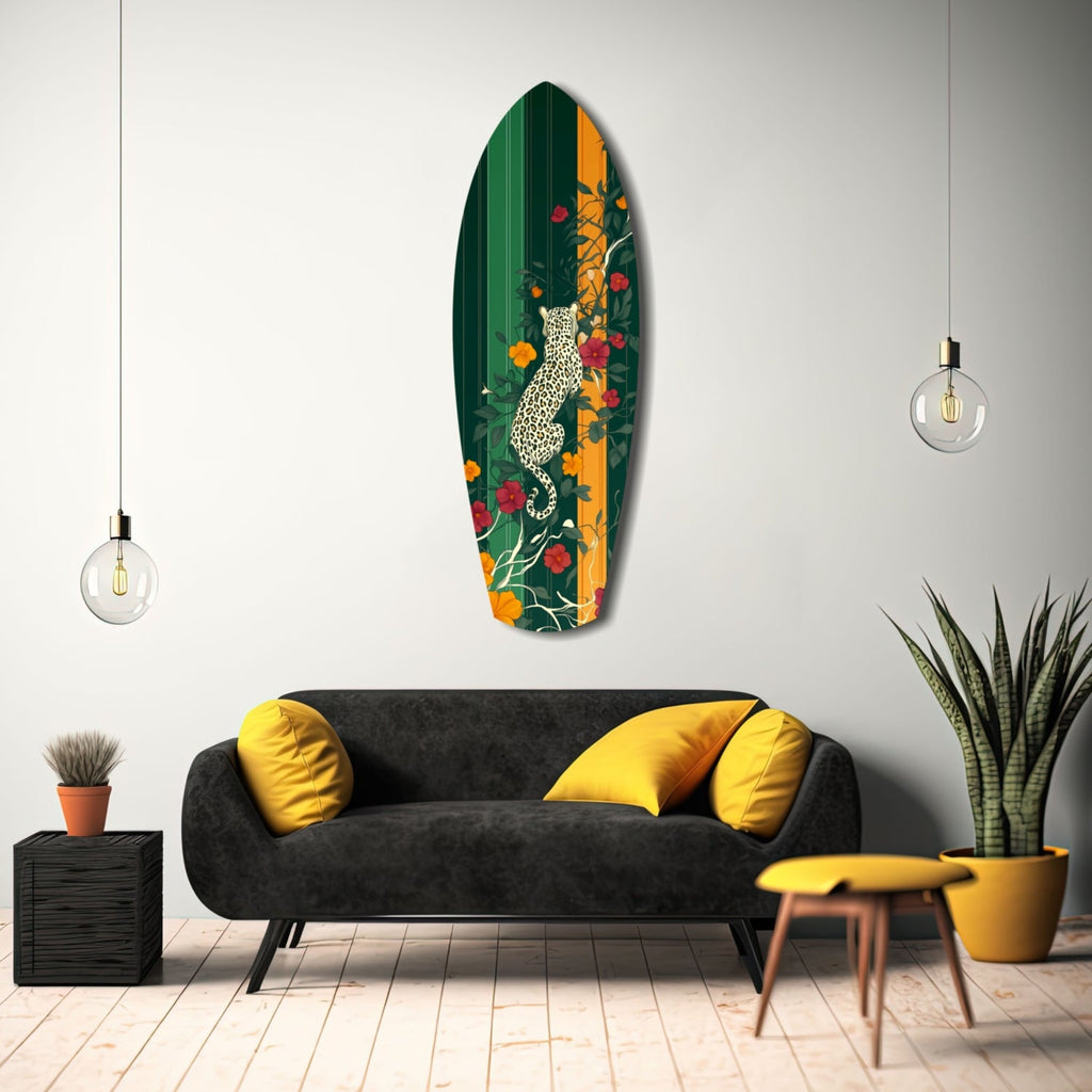 Tiger in the Jungle Glass Wall Art