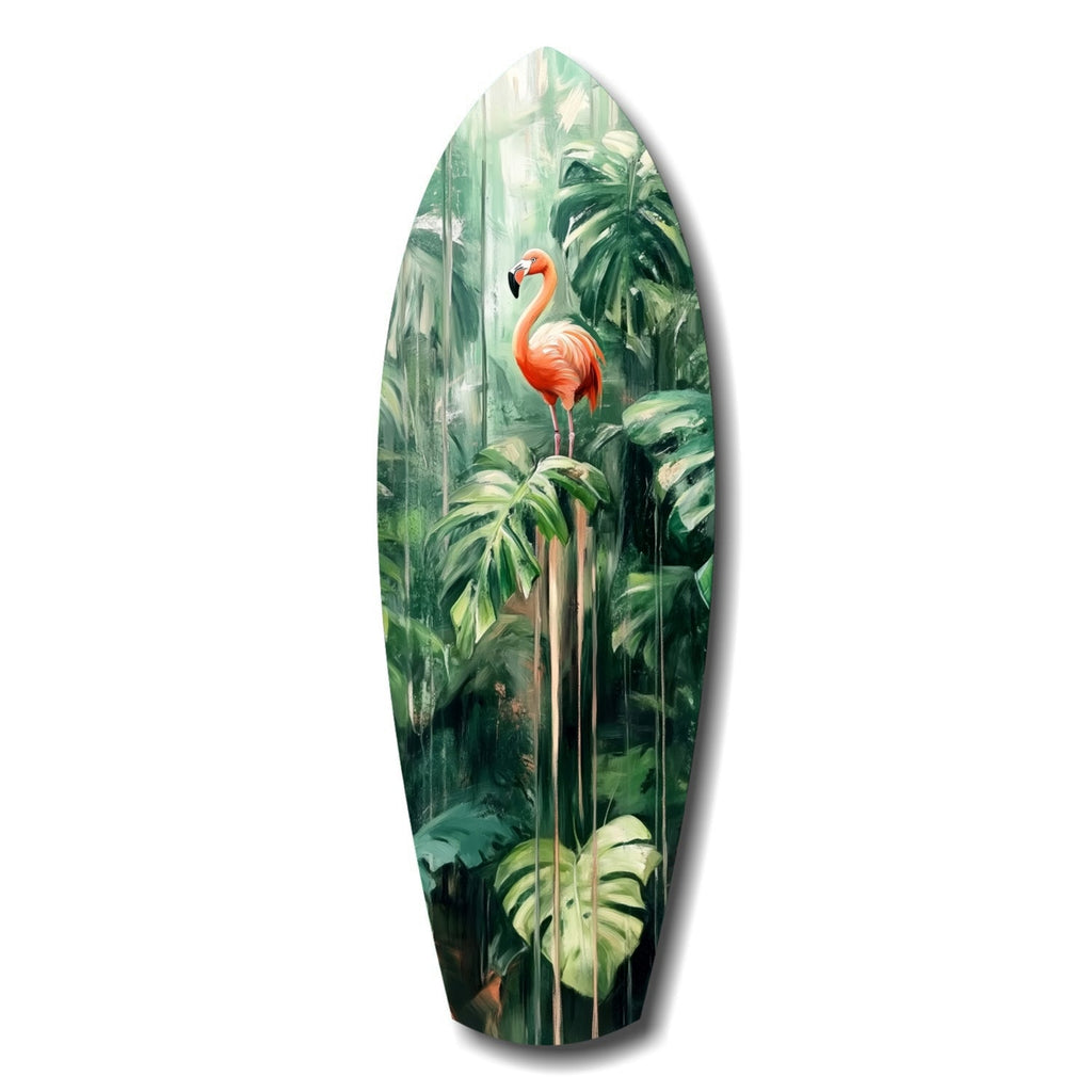 Tropical Flamingo Haven Glass Wall Art