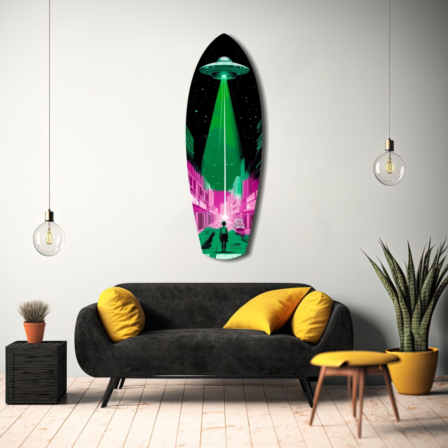 Alien Invade Glass Wall Art