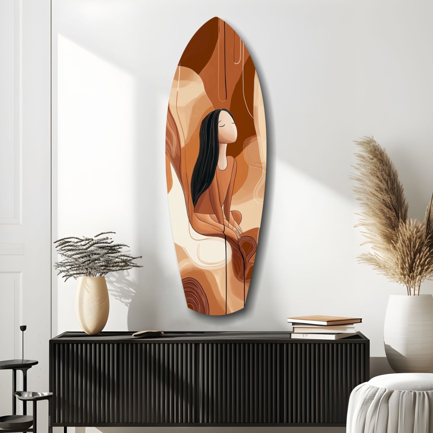 Listening the Waves Glass Wall Art
