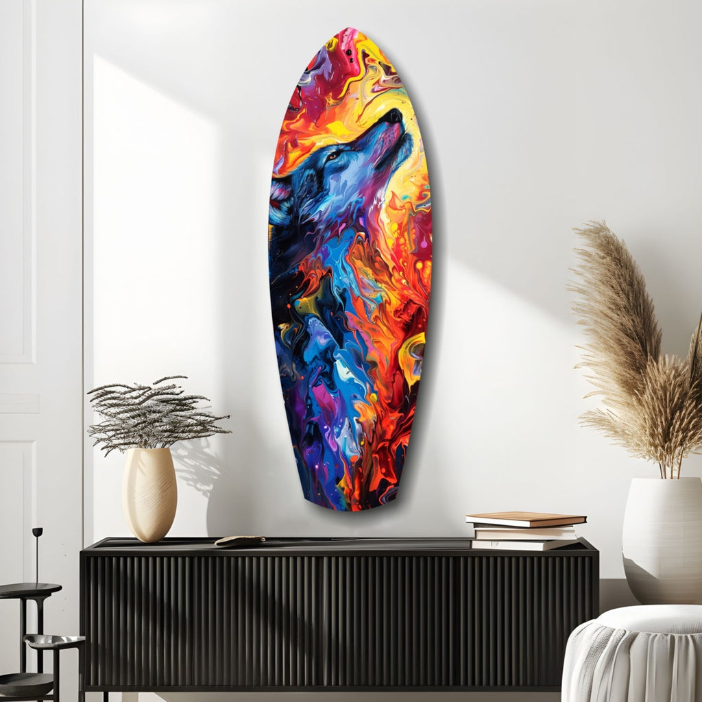Alone Wolf V4 Glass Wall Art