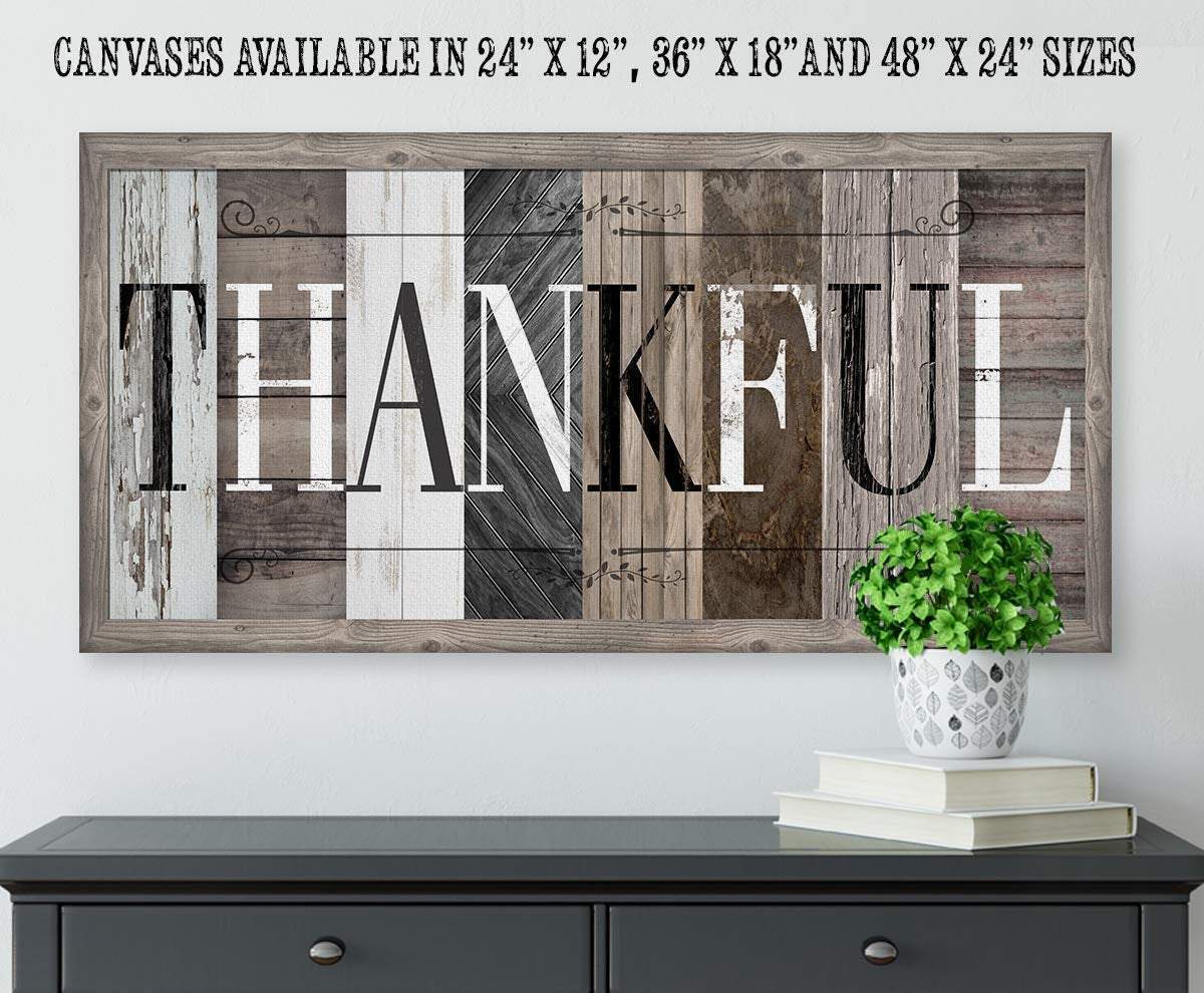 Thankful in Multi Pattern - Canvas