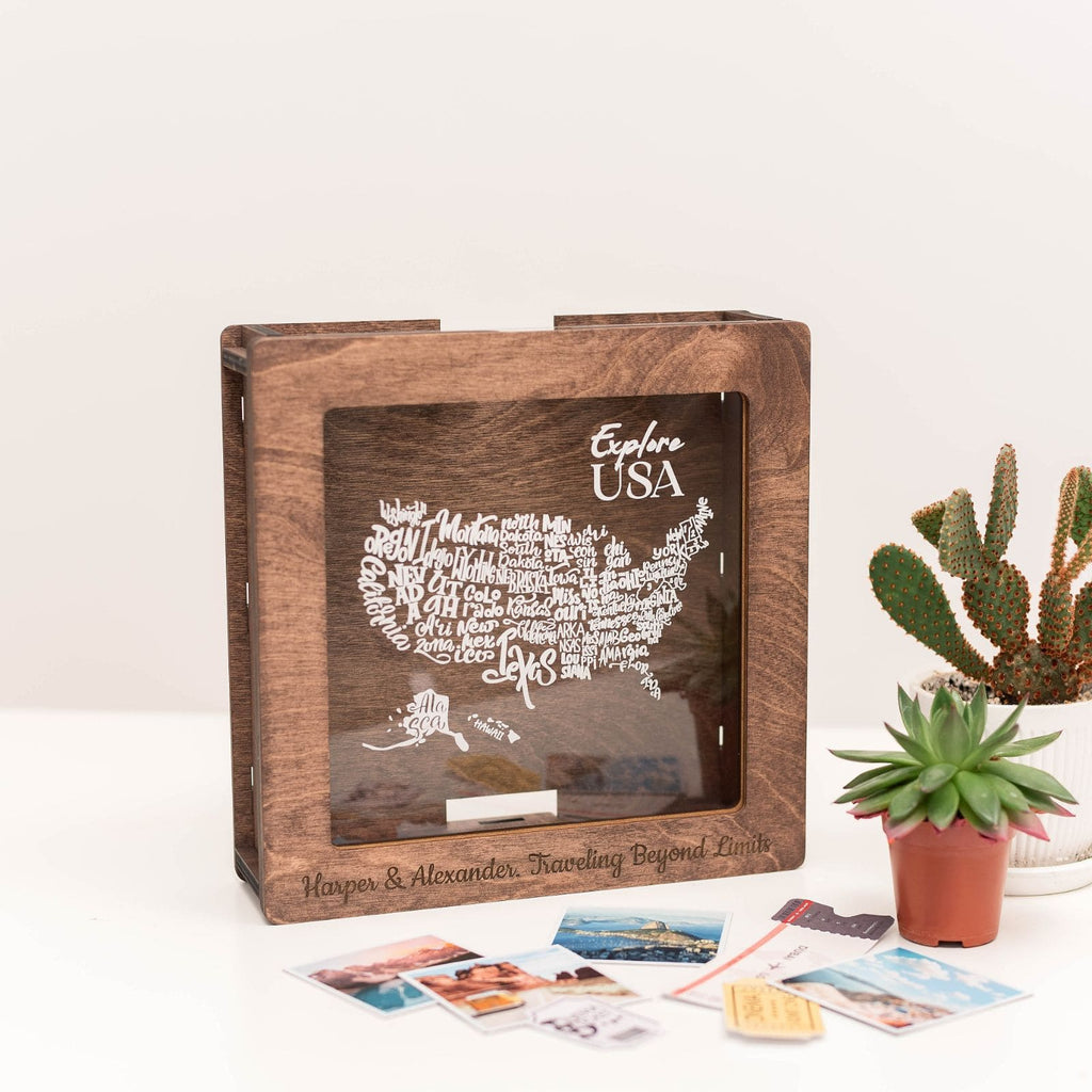 USA Travel Box Dark Walnut