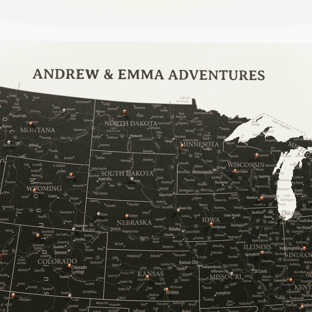 Wooden Canvas USA Map - Onyx