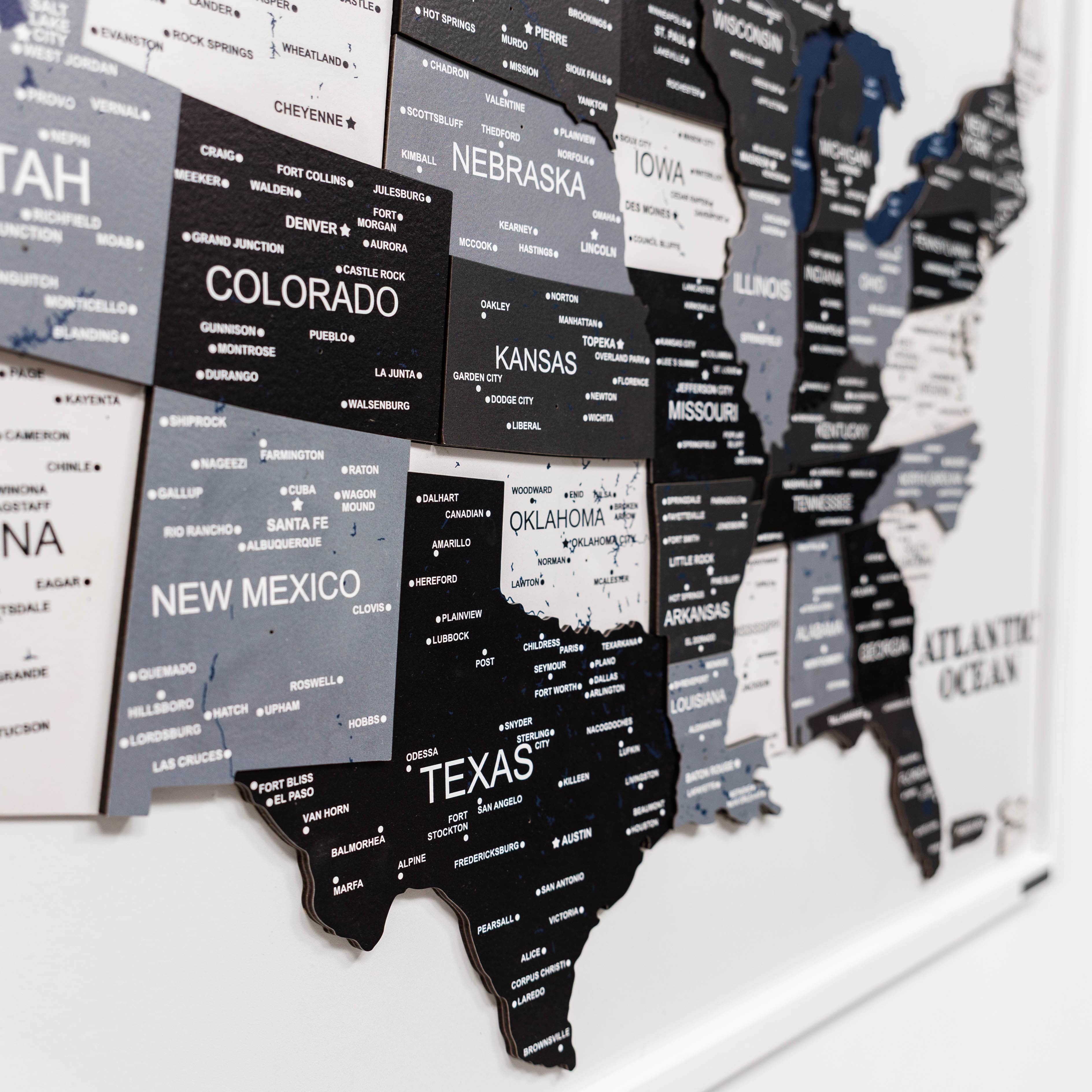 3D Wooden USA Map on Board Nordik