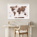 3D Wooden Panel World Map - Dark Walnut