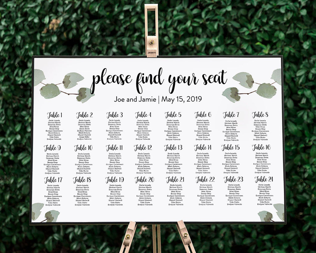 White Floral Wedding Seating Chart