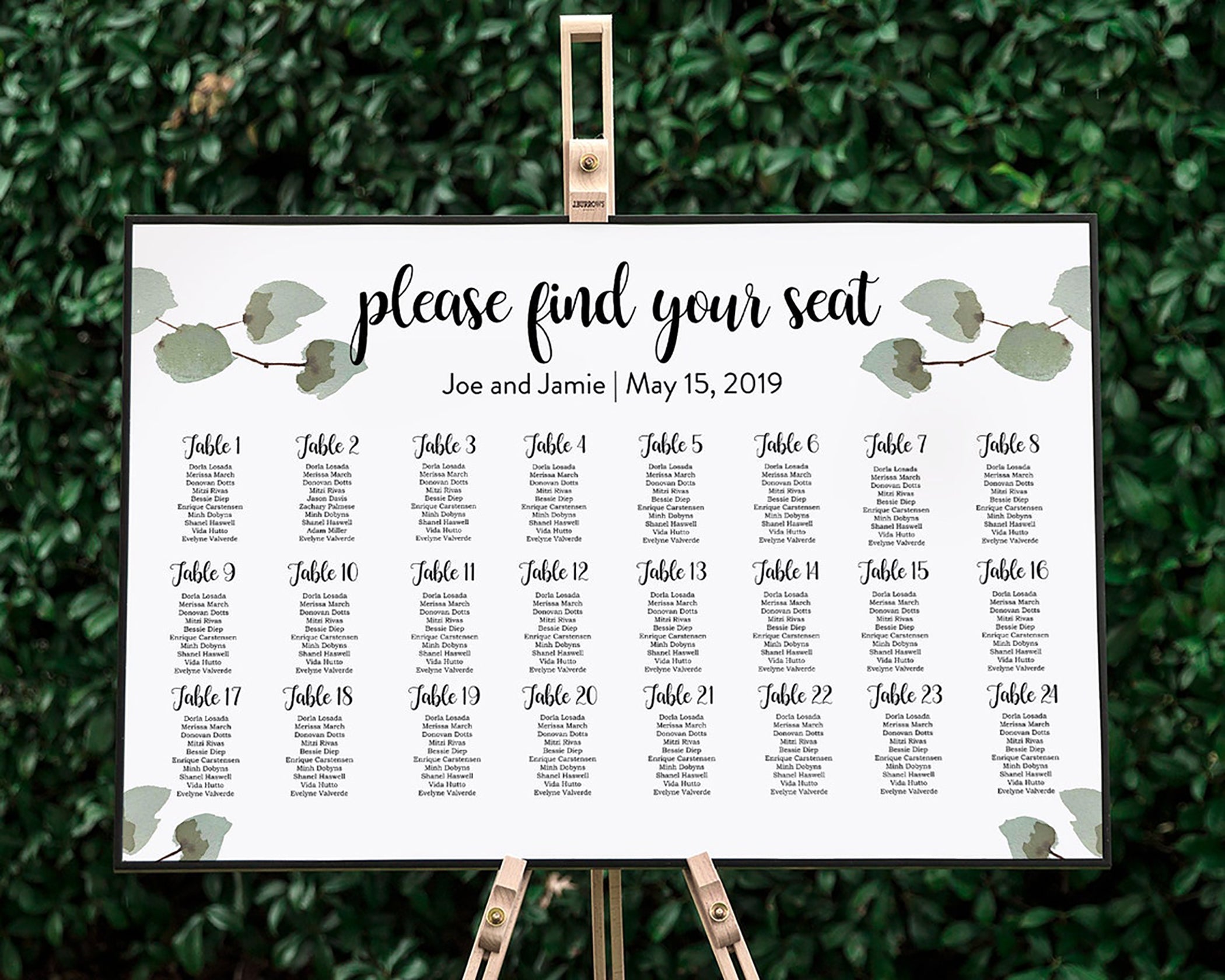White Floral Wedding Seating Chart