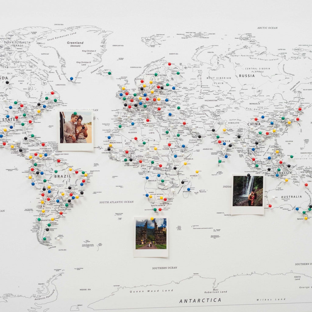 World Map on Canvas - White