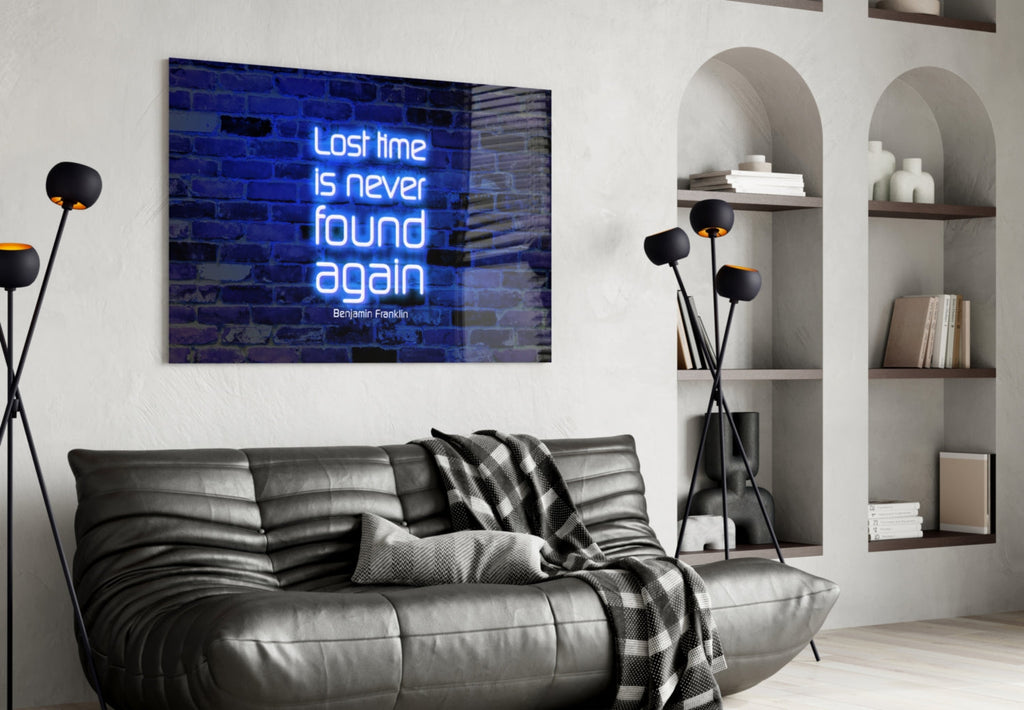Words of Benjamin Franklin Glass Wall Art