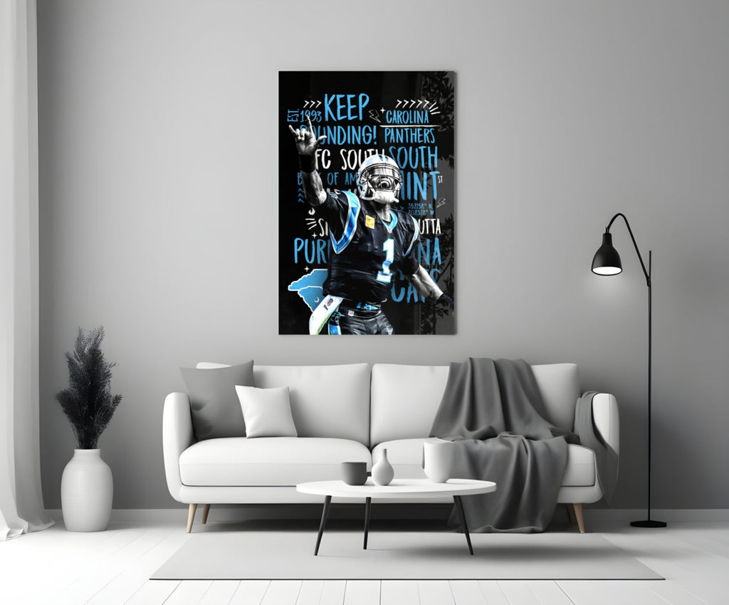 Cam Newton Glass Wall Art