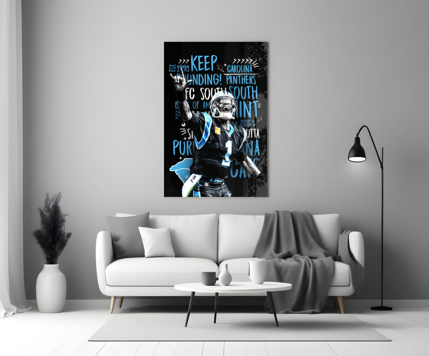 Cam Newton Glass Wall Art