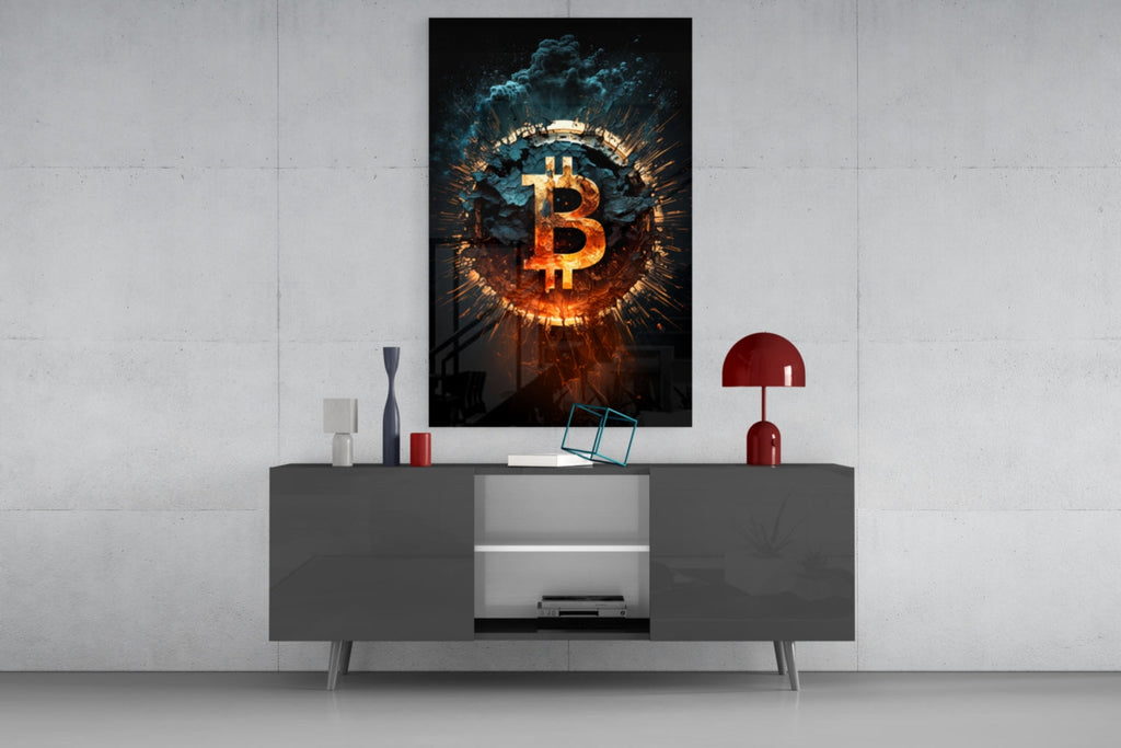 Bitcoin Glass Wall Art