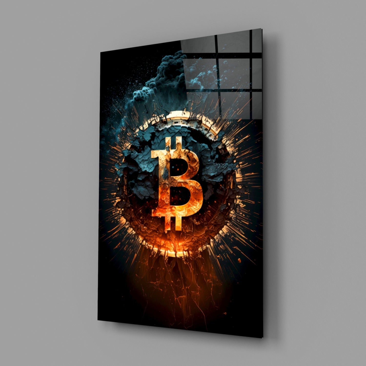 Bitcoin Glass Wall Art