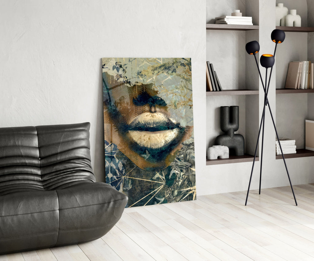 Lips Glass Wall Art