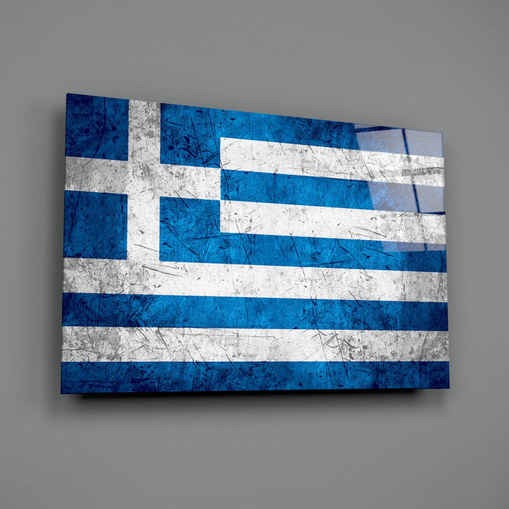 Flag of Greece Glass Wall Art