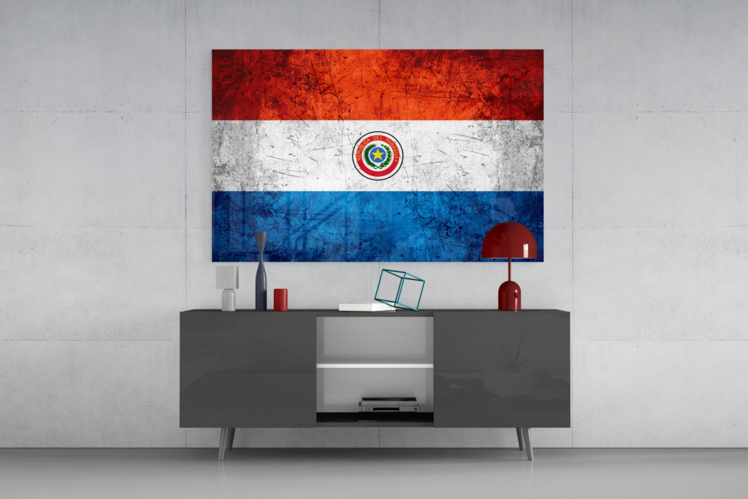 Flag of Paraguay Glass Wall Art