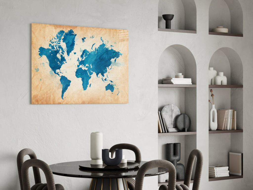 World Map Glass Wall Art