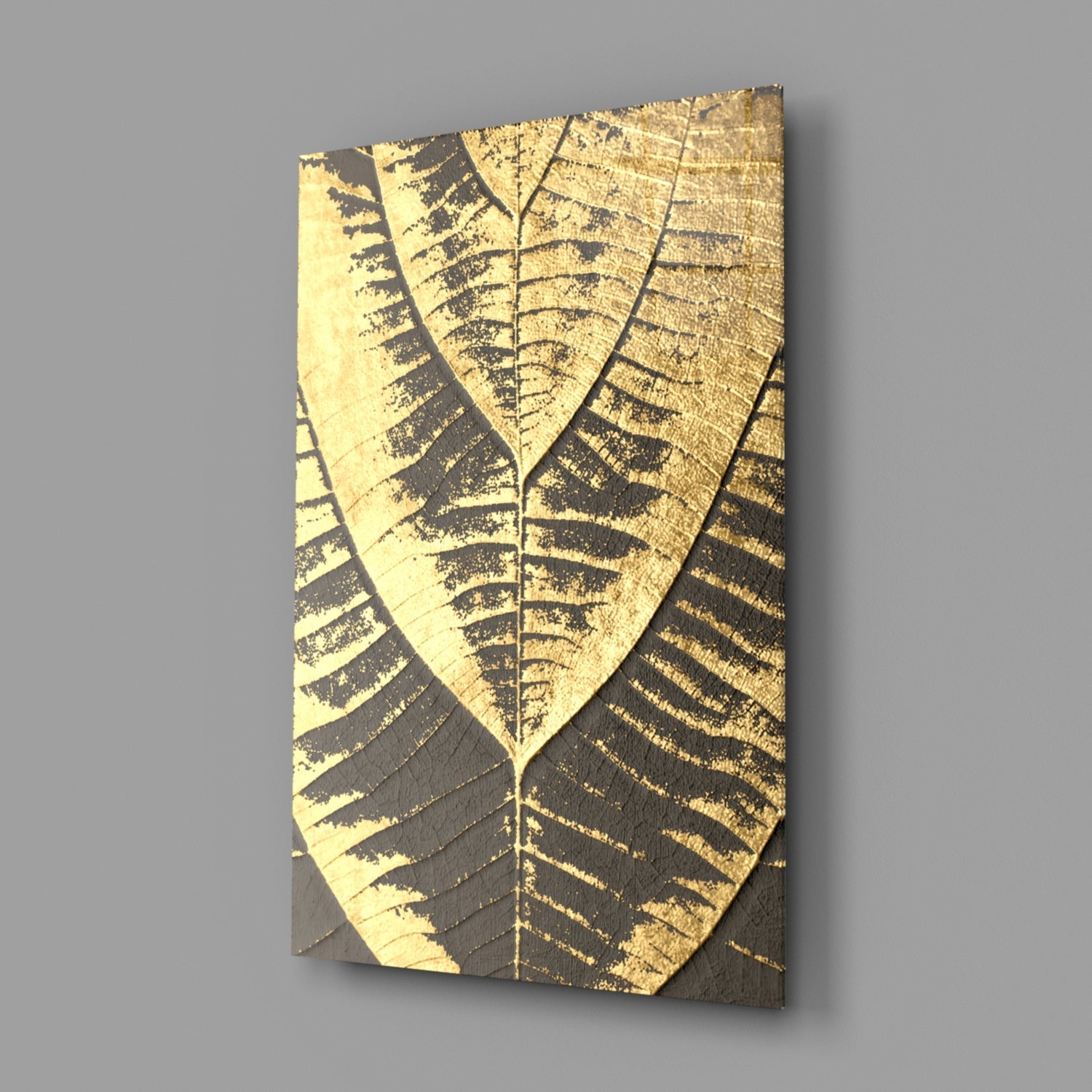 Golden Leaf Glass Wall Art