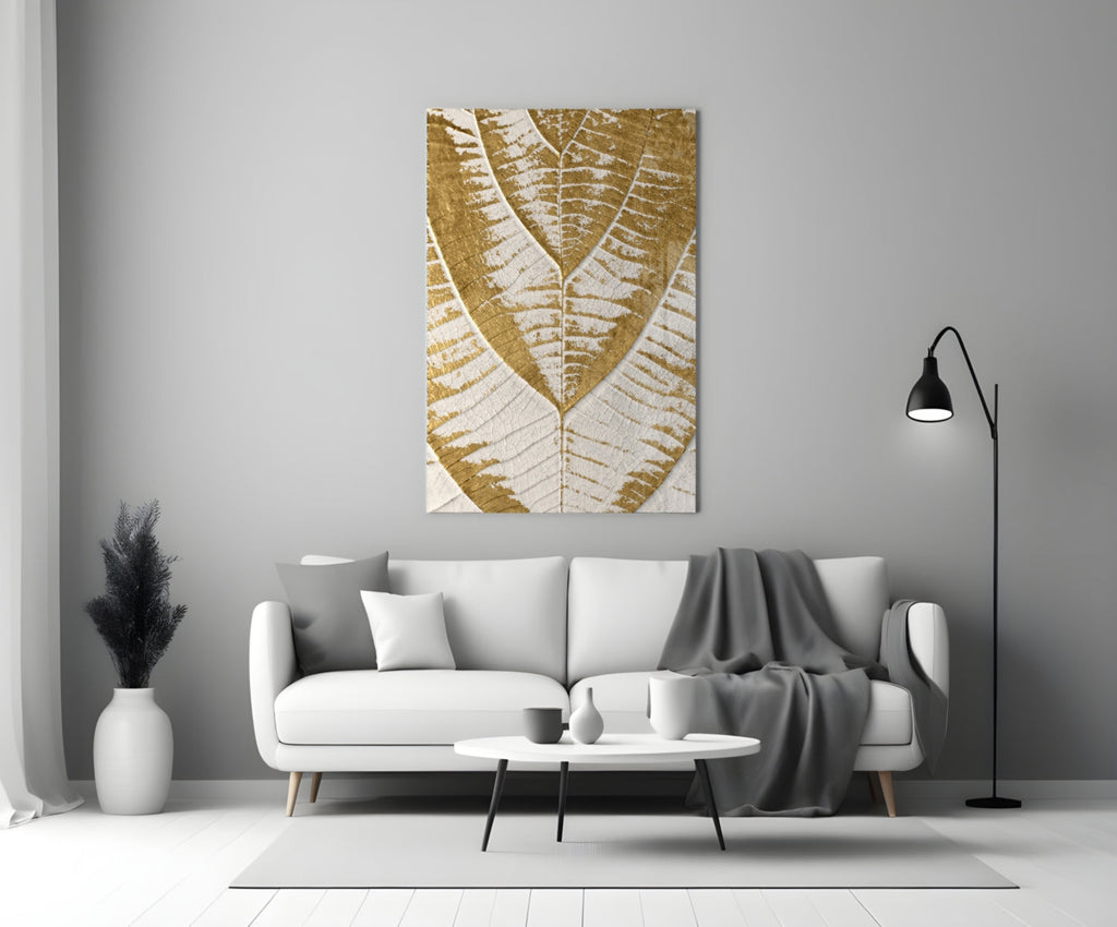 Golden Leaf Glass Wall Art