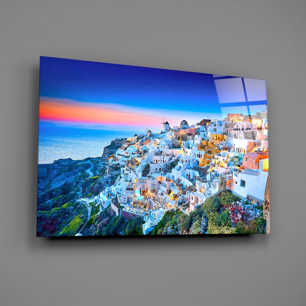 Santorini Glass Wall Art