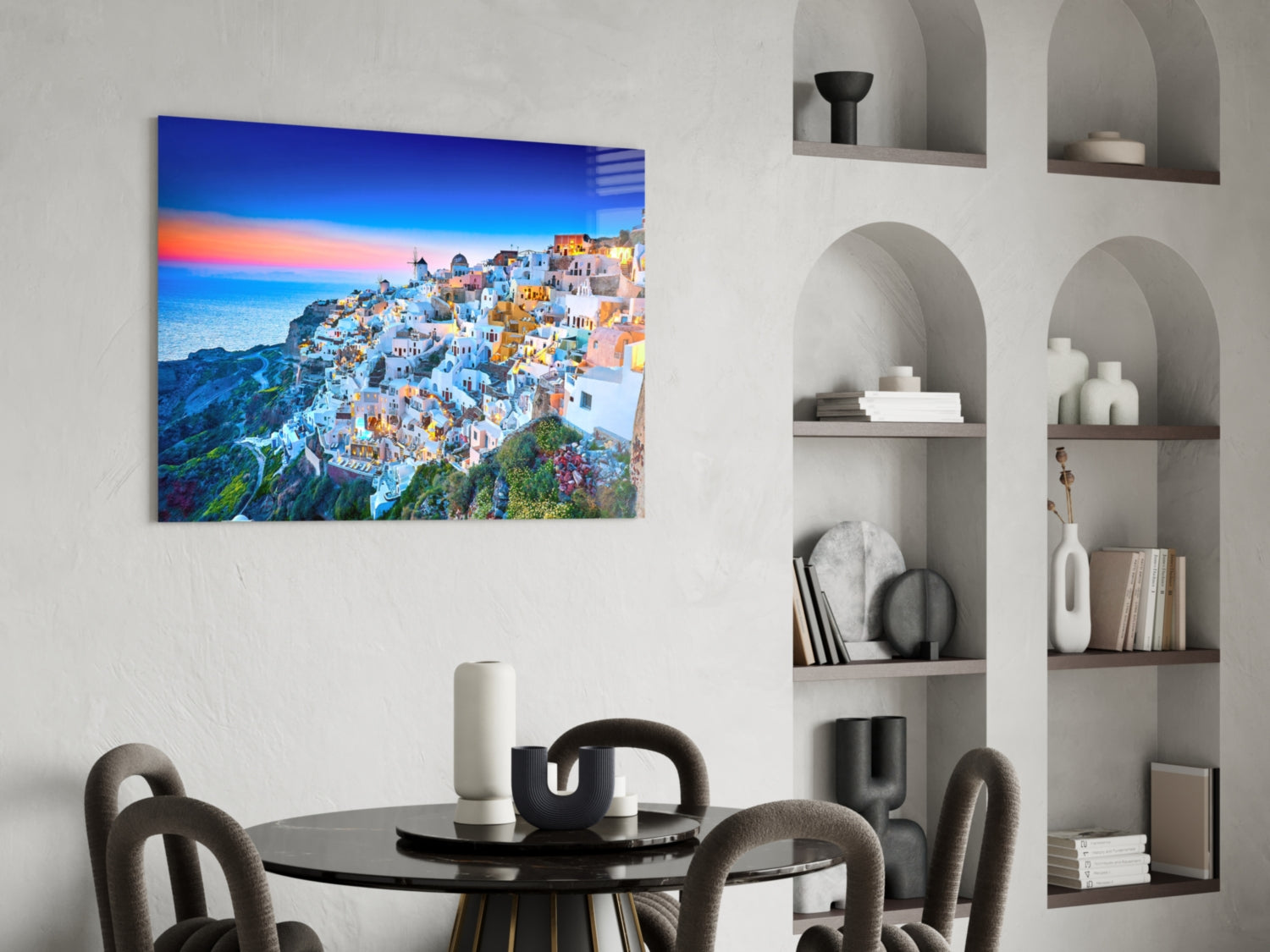 Santorini Glass Wall Art