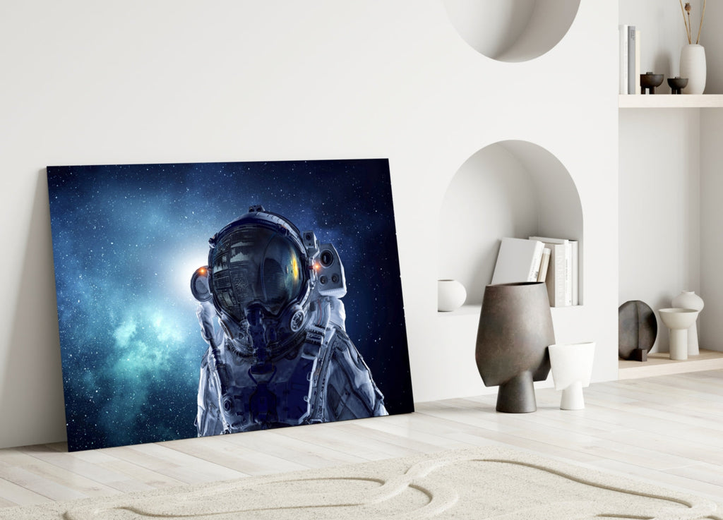 Astronaut In Space Glass Wall Art