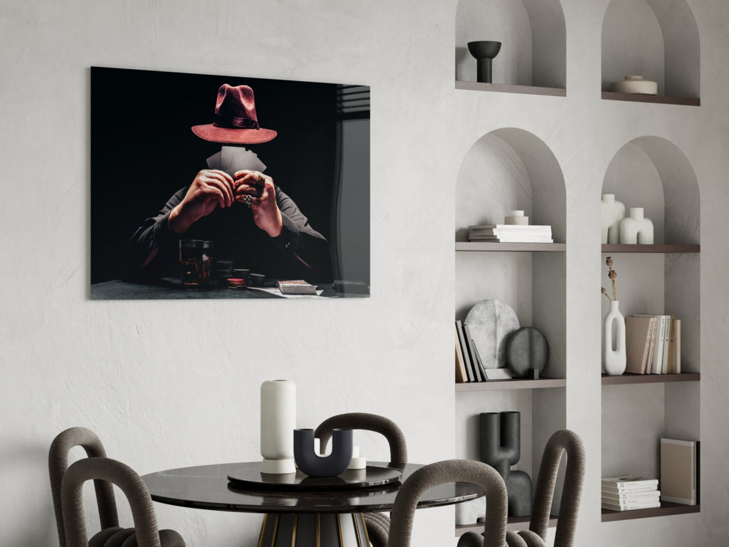 The Mysterious Gambler Glass Wall Art