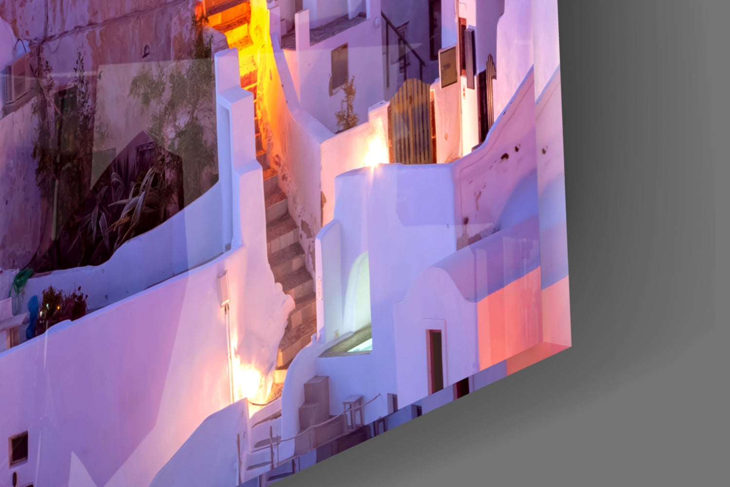 Santorini Glass Wall Art
